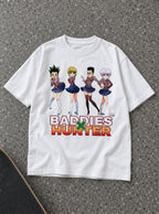 Baddies x Hunter – White Tee – flat-lay | Meme Tees