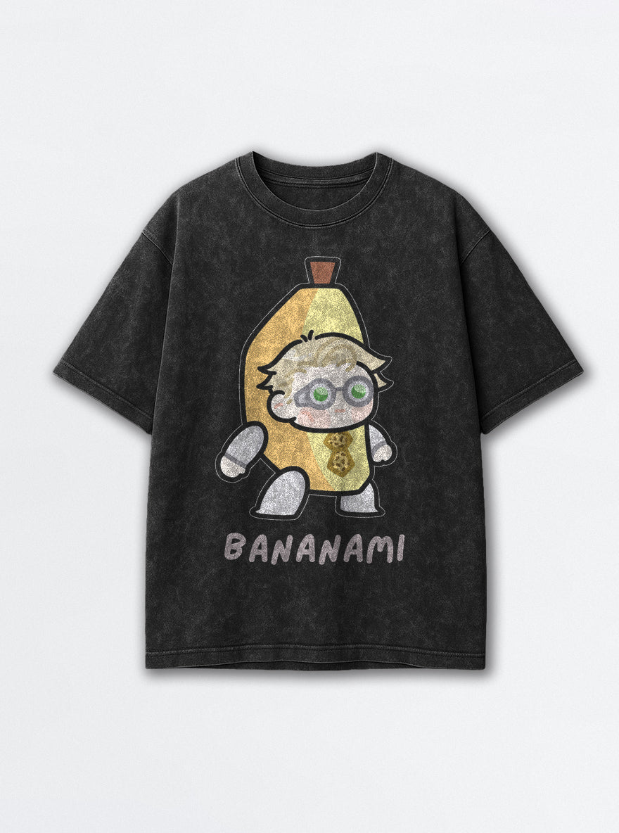 Bananami – Black Acid Wash Tee – mockup | Meme Tees