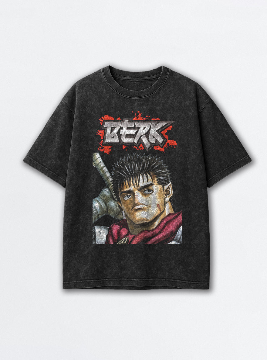 Berk – Black Acid Wash Tee – mockup | Meme Tees