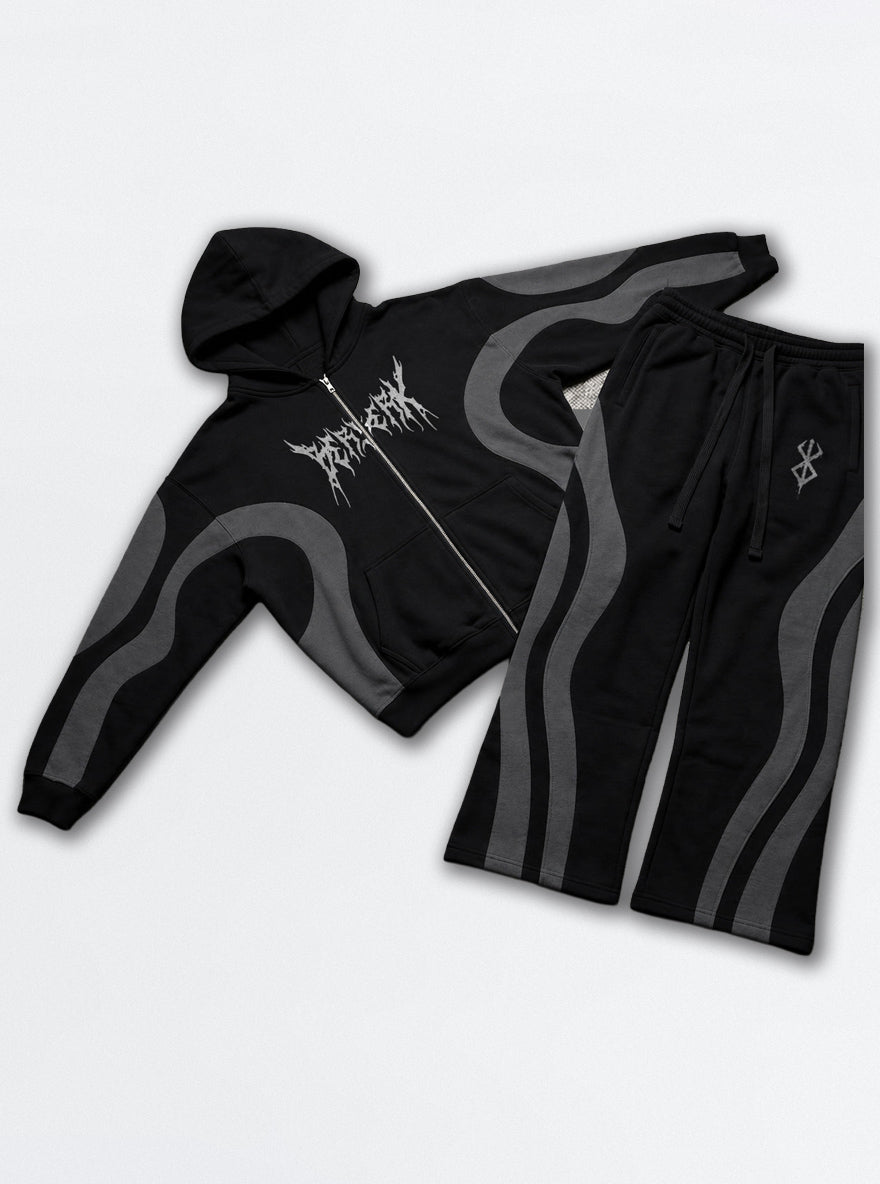 Black & Grey Co-ord Set – Metal Logo – mockup | Berserk