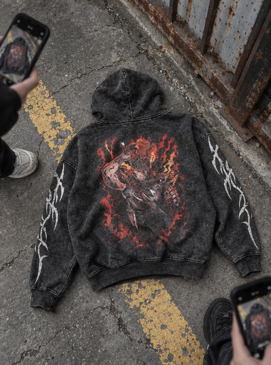 Blazing Guts – Hoodie – flat-lay | Berserk
