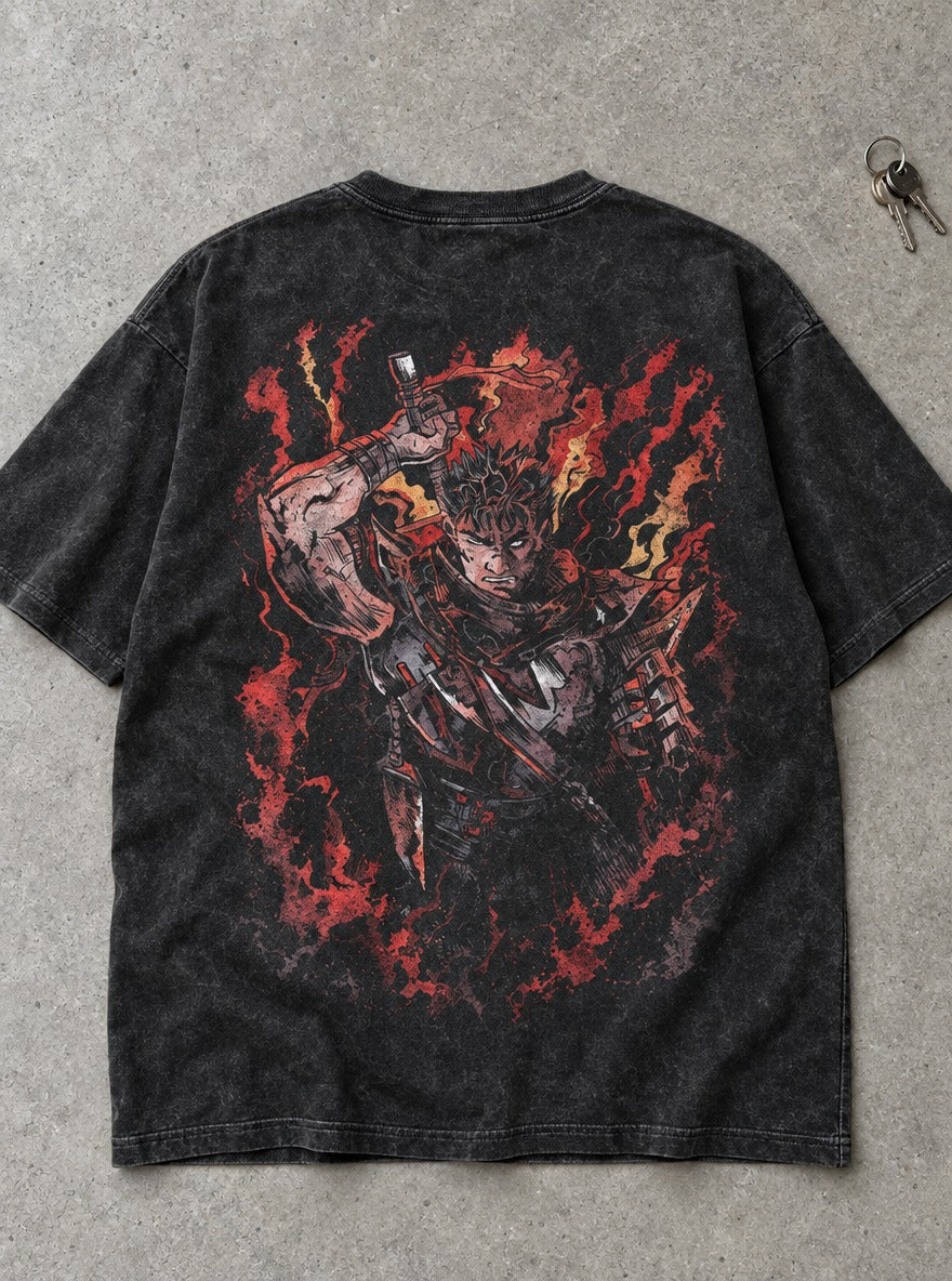 Blazing Guts – T-Shirt – flat-lay | Berserk