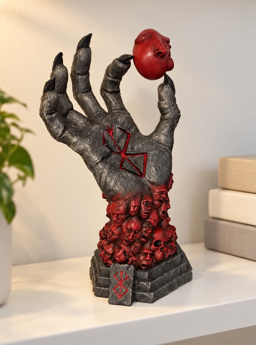Demon Hand and Behelit Statue – on a display shelf | Berserk