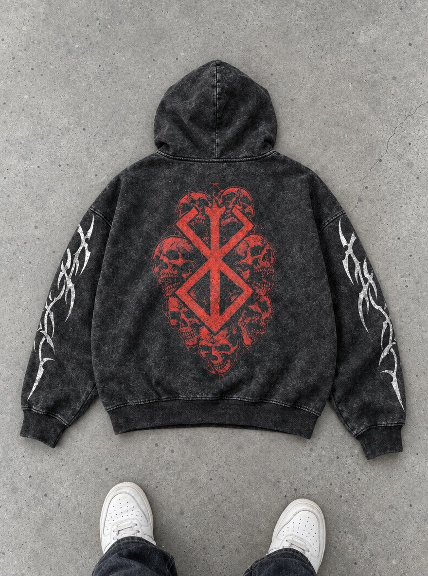 Skull Brand – Hoodie – flat-lay | Berserk