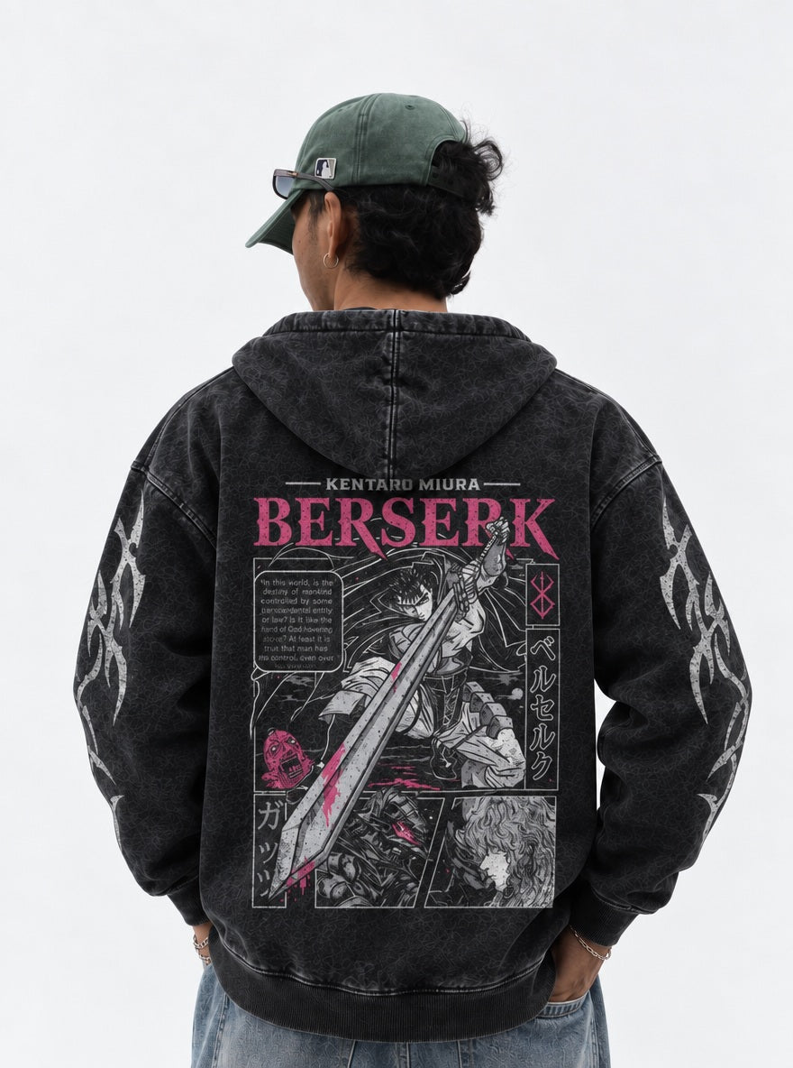 Pink Panel Guts – Hoodie – model shot | Berserk