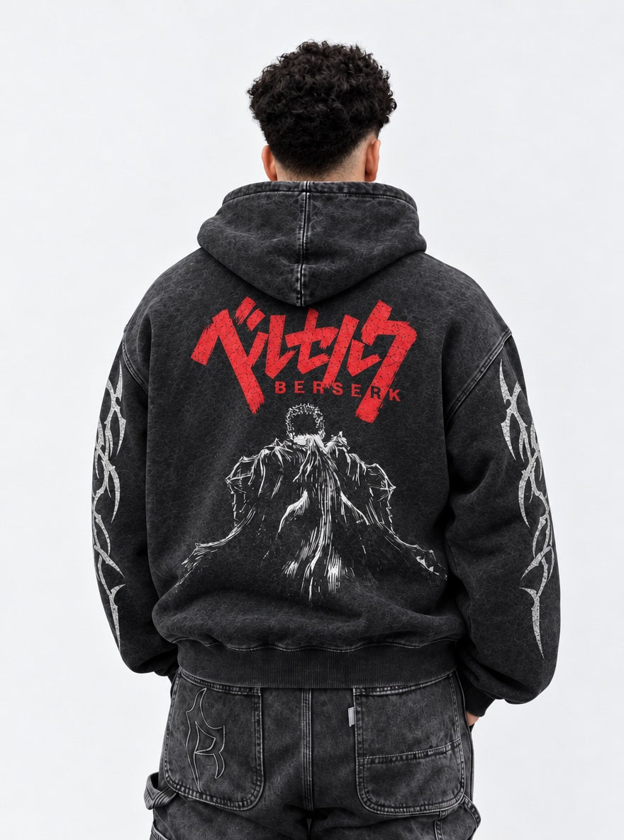 Clifftop Guts – Hoodie – model shot | Berserk