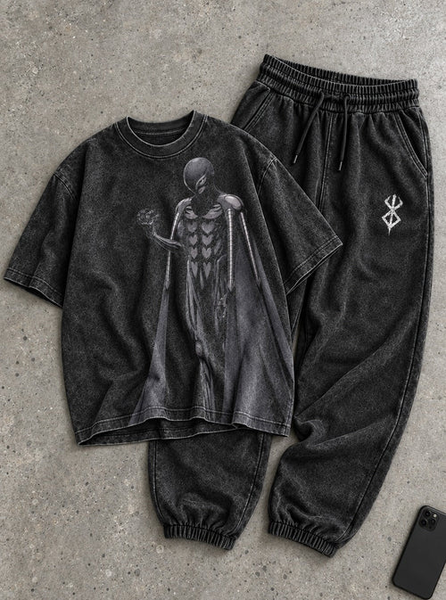 Berserker Armor Tee & Joggers Combo – Caped Femto – flat-lay | Berserk