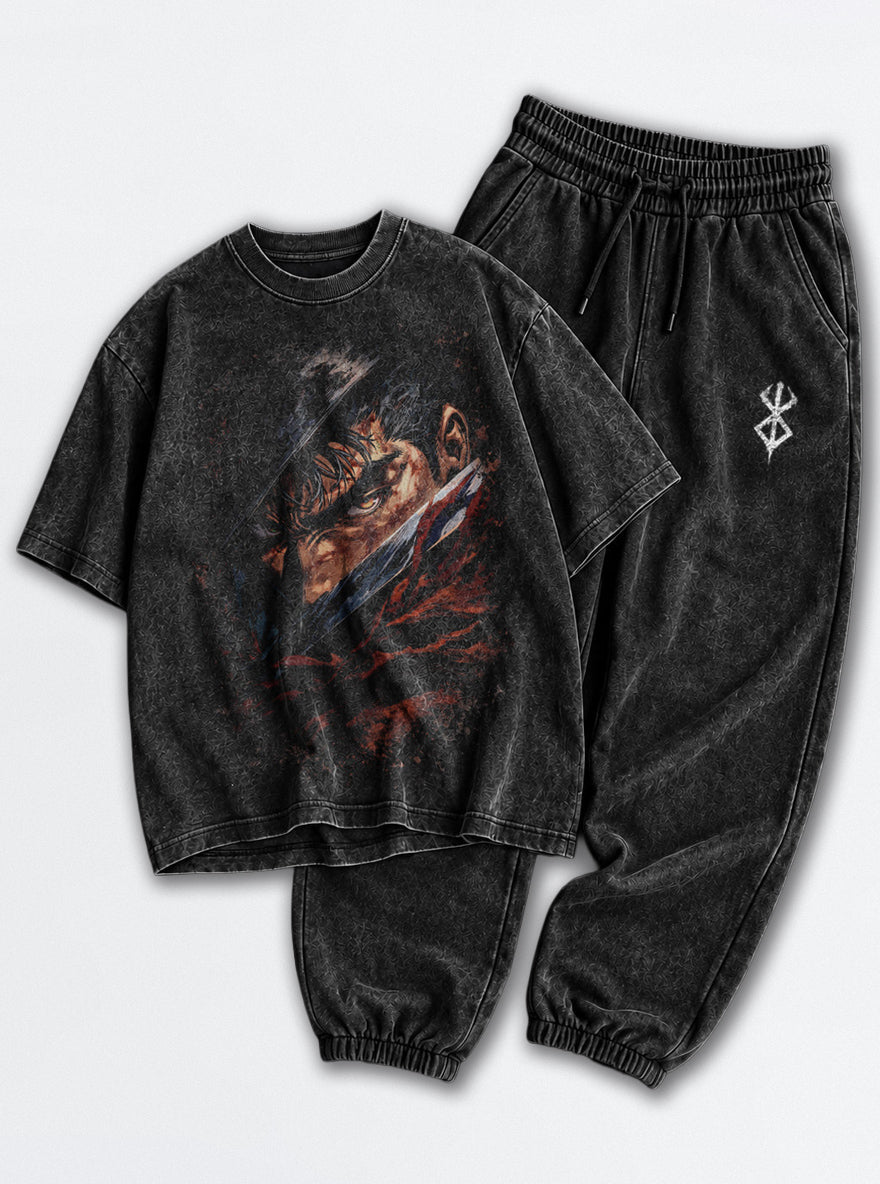 Black Tee & Joggers Combo – Guts Blade Glare – mockup | Berserk