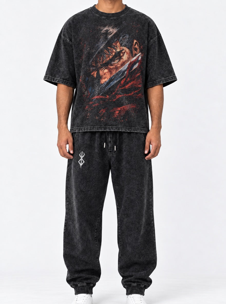 Black Tee & Joggers Combo – Femto Behelit – model shot | Berserk