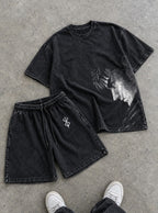 Black Tee & Shorts Combo – Bowed Head Guts – flat-lay | Berserk