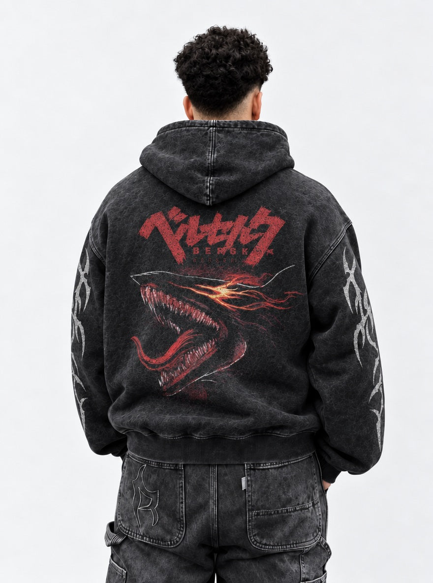 Red Berserker Maw – Hoodie – model shot | Berserk