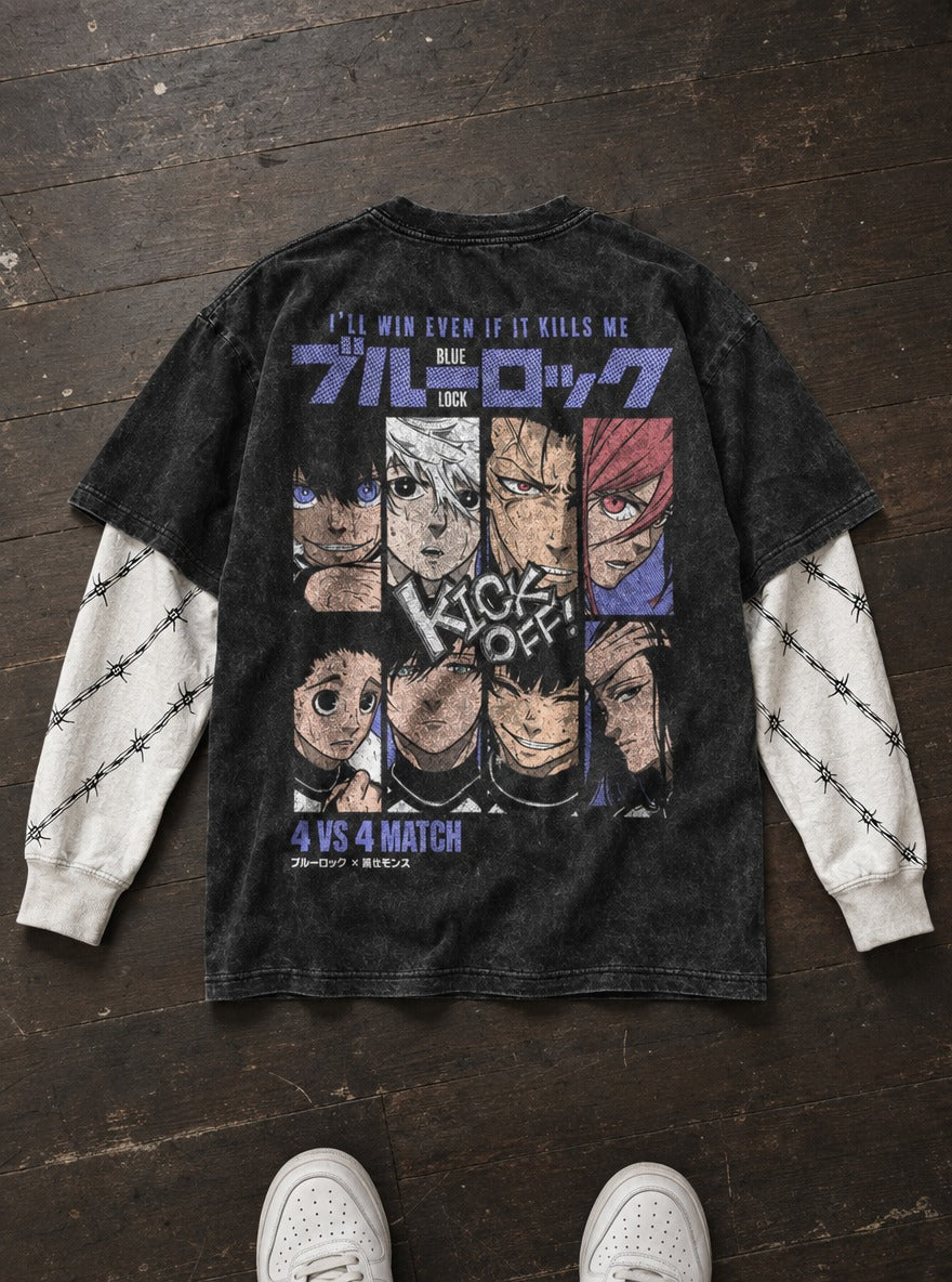 Graffiti Grid – Double Sleeves – flat-lay | Blue Lock