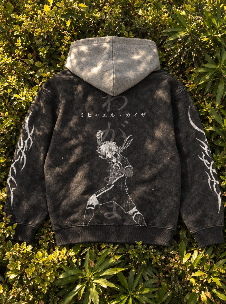 Kaiser Triumph – Black & Grey Hoodie – flat-lay | Blue Lock