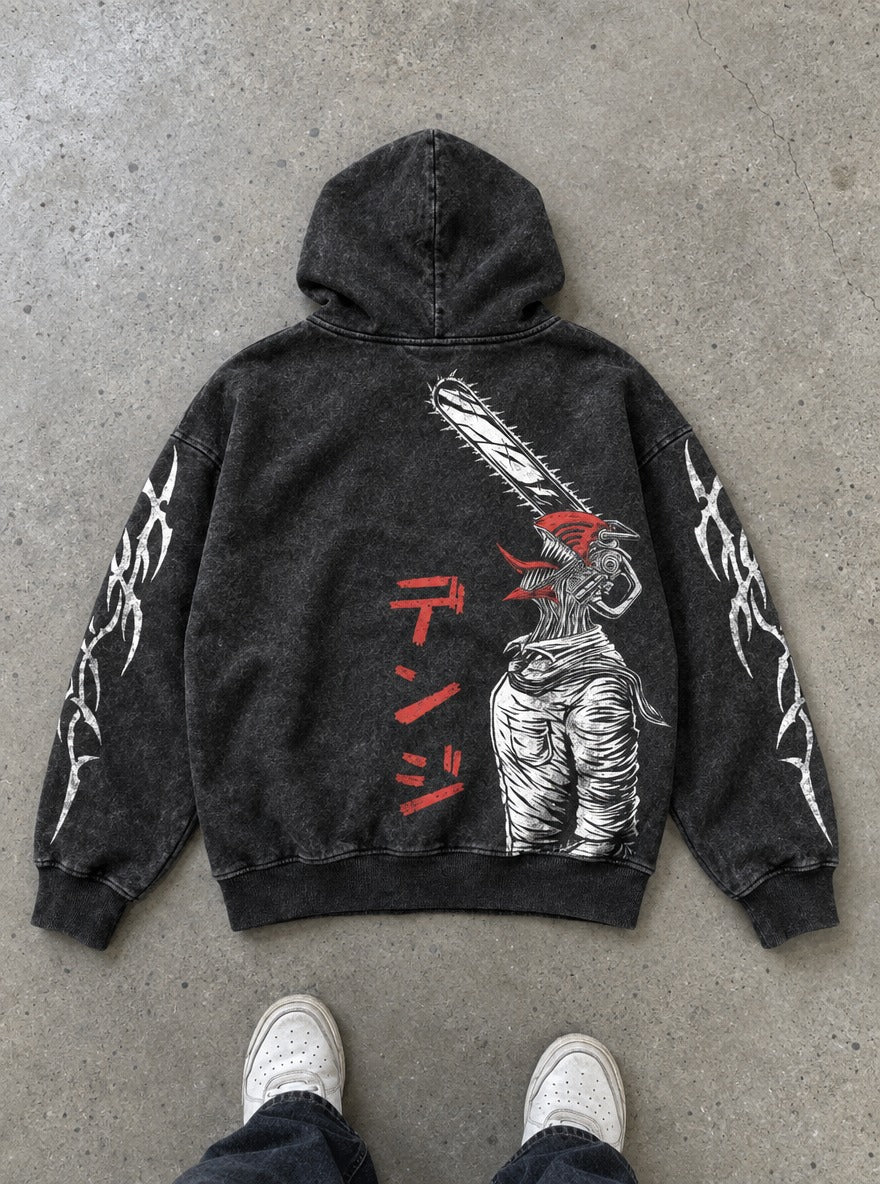 Devil Form Denji – Hoodie – flat-lay | Chainsaw Man