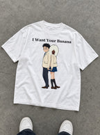 I Want Your Banana – White Tee – flat-lay | Dandadan