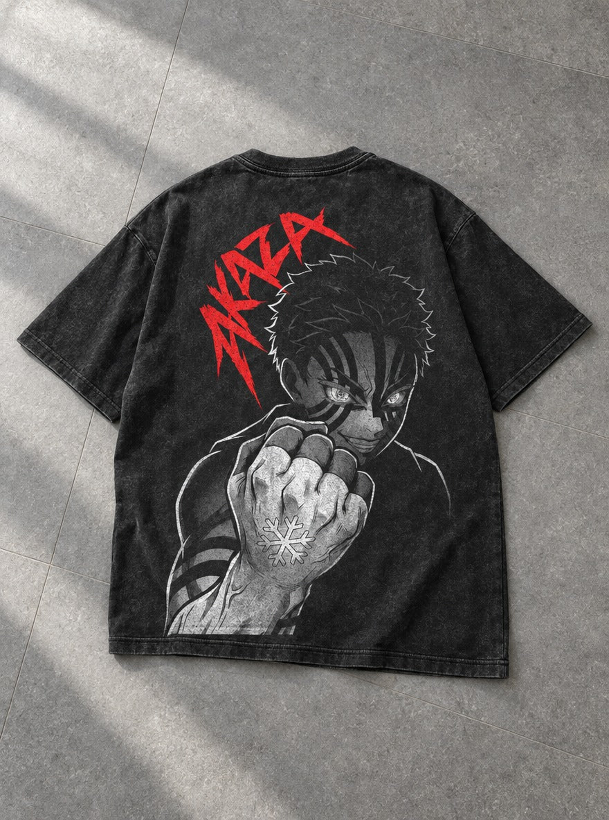 Akaza Fist – Black T-Shirt – flat-lay | Demon Slayer