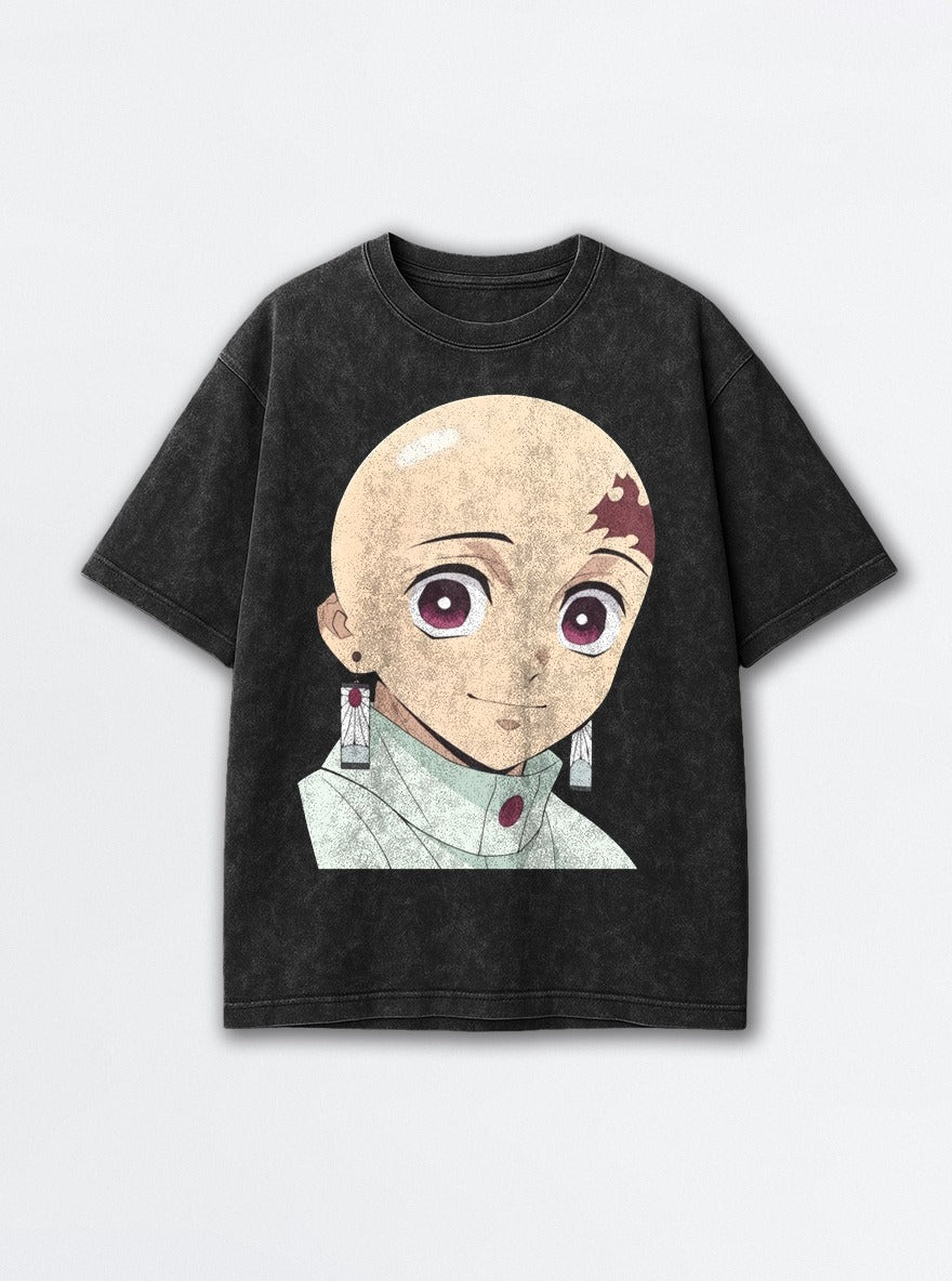 Bald Tanjiro – Black Acid Wash Tee – mockup | Demon Slayer