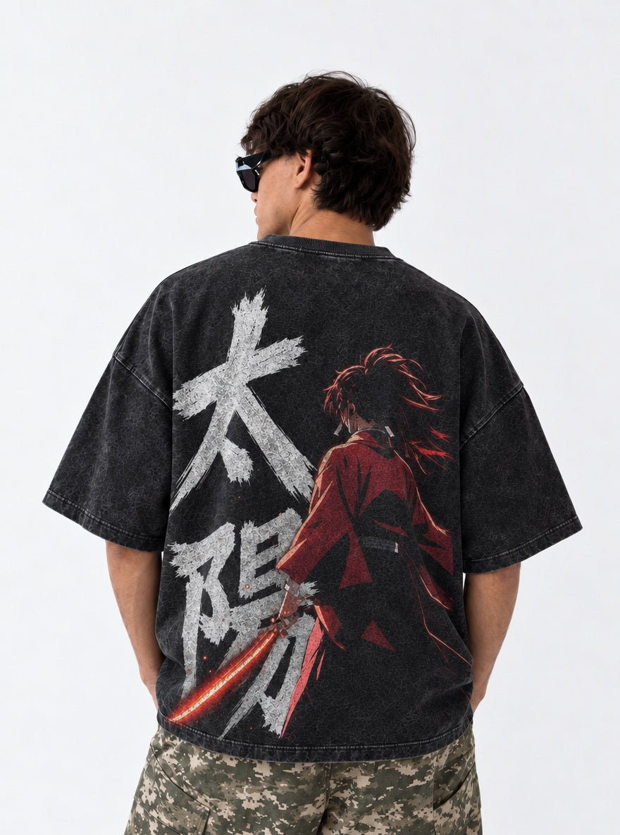 Yoriichi Sun – Black T-Shirt – model shot | Demon Slayer