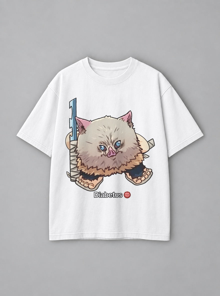 Diabetus – White Tee – mockup | Demon Slayer