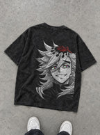 Doma Grin – Black T-Shirt – flat-lay | Demon Slayer