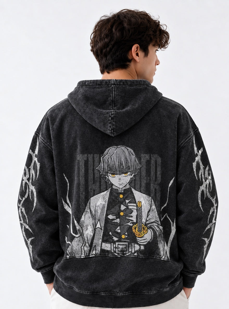 Zenitsu Awakened – Hoodie – model shot | Demon Slayer