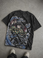 Giyu Strike – Black T-Shirt – flat-lay | Demon Slayer