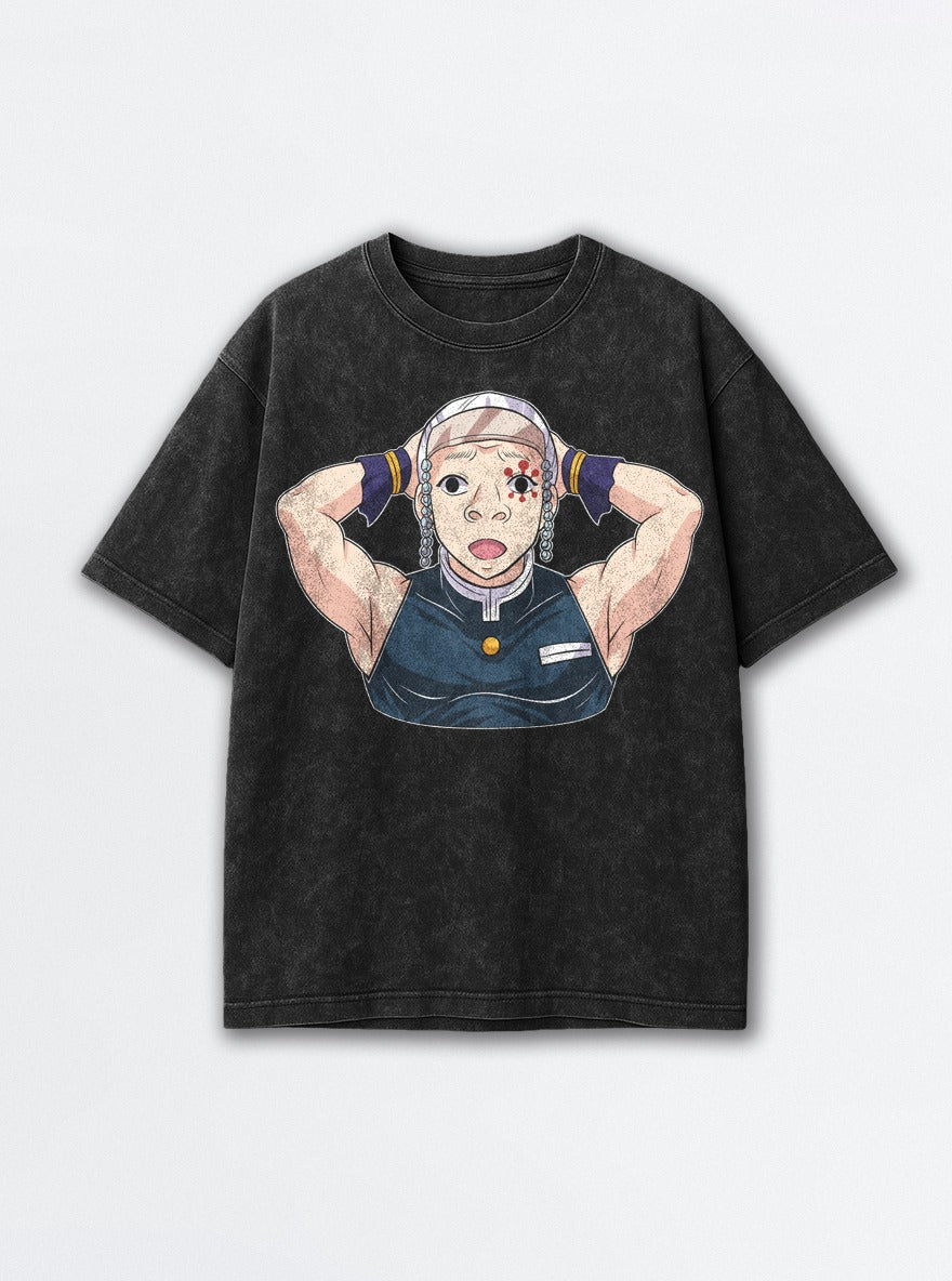 Granny Tengen – Black Acid Wash Tee – mockup | Demon Slayer