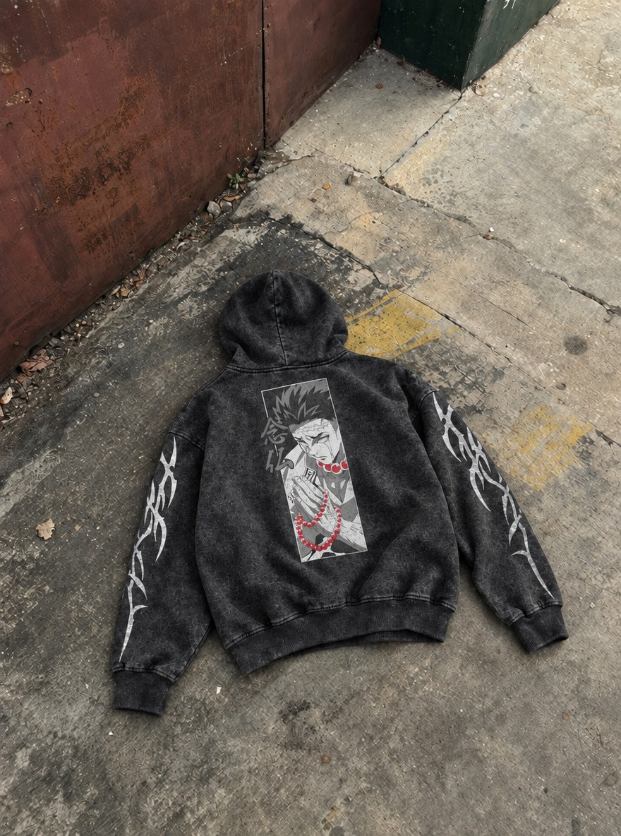 Gyomei Beads – Hoodie – flat-lay | Demon Slayer