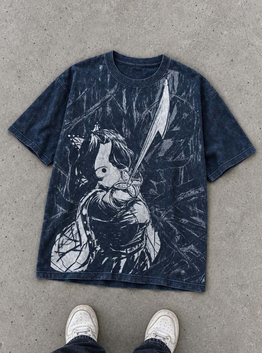 Ink Slash – Navy Blue T-Shirt – flat-lay | Demon Slayer