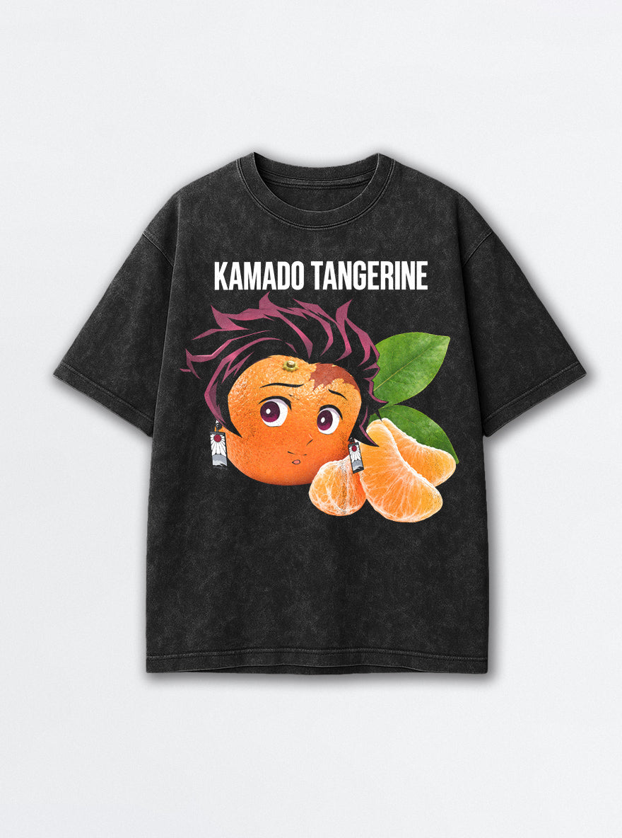 Kamado Tangerine – Black Acid Wash Tee – mockup | Demon Slayer