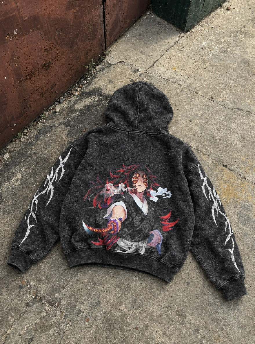 Kokushibo Smoke – Hoodie – flat-lay | Demon Slayer