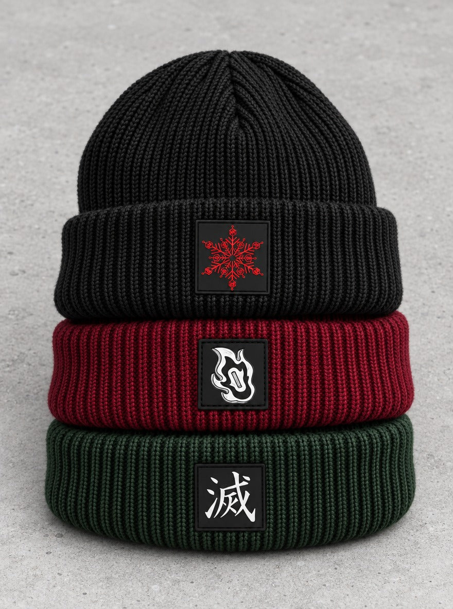 Slayer Crest Beanie 4-Pack – black, burgundy and green | Demon Slayer