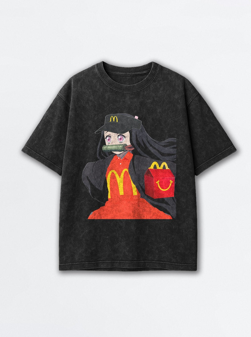 McNezuko – Black Acid Wash Tee – mockup | Demon Slayer