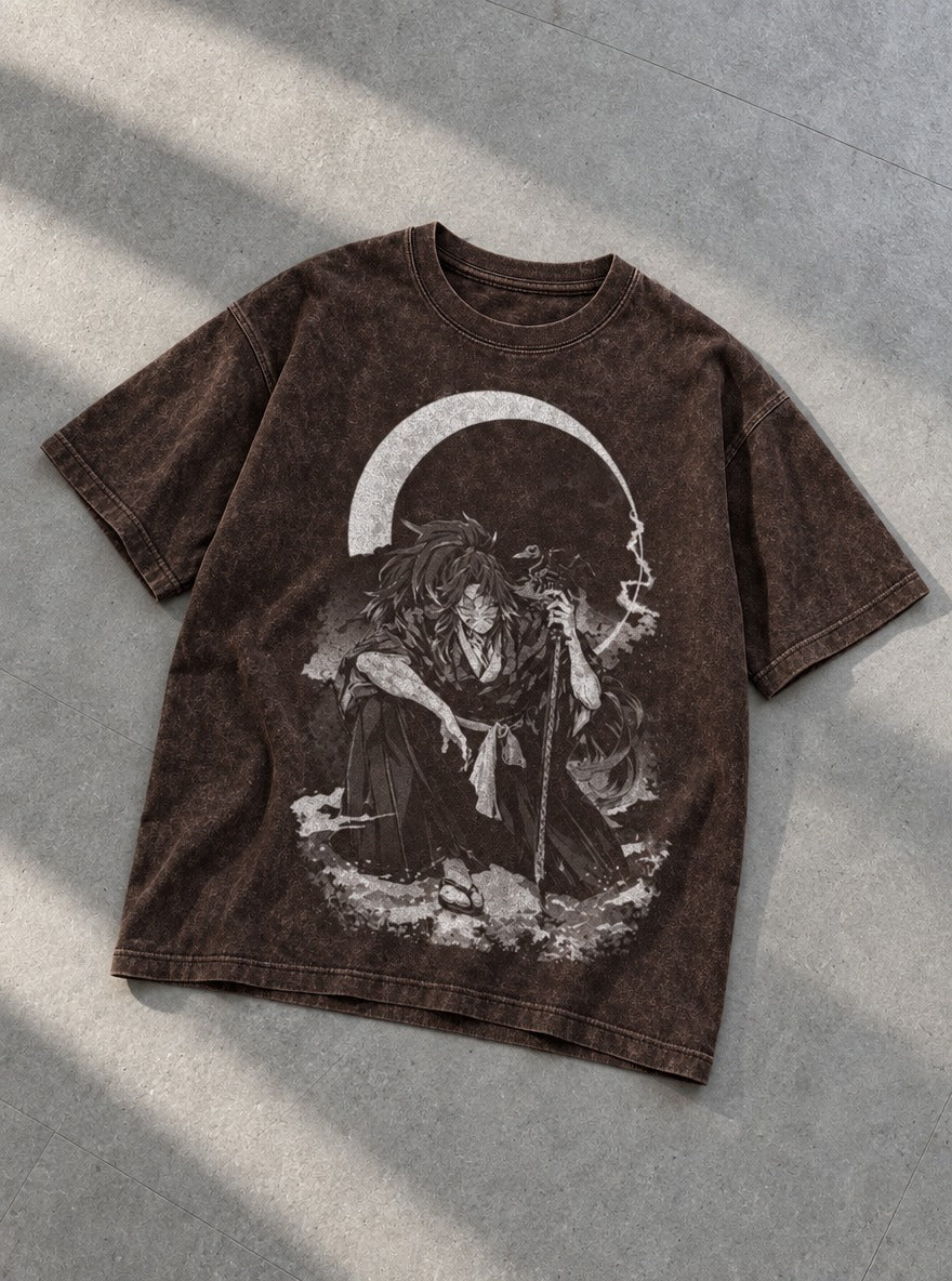 Moonlit Blade – Brown T-Shirt – flat-lay | Demon Slayer