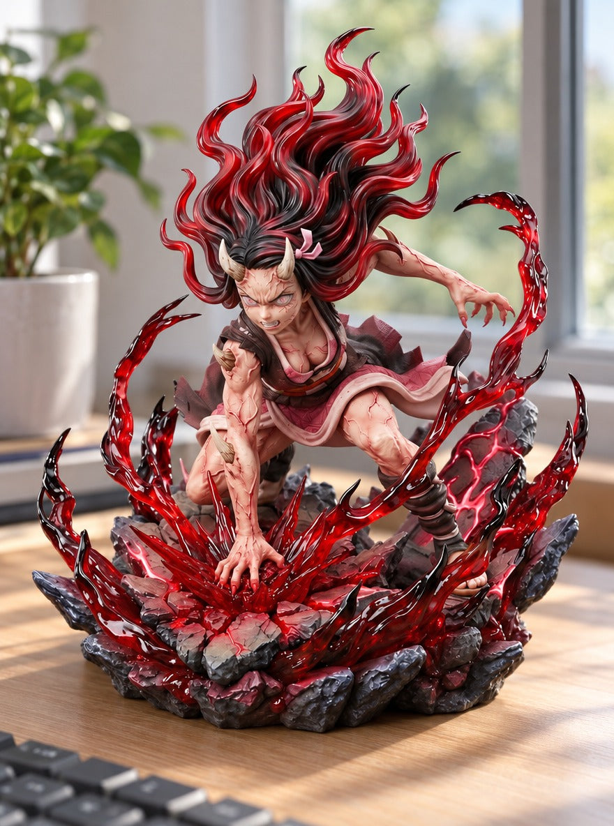 Nezuko Demon Form Figure – on a desk | Demon Slayer