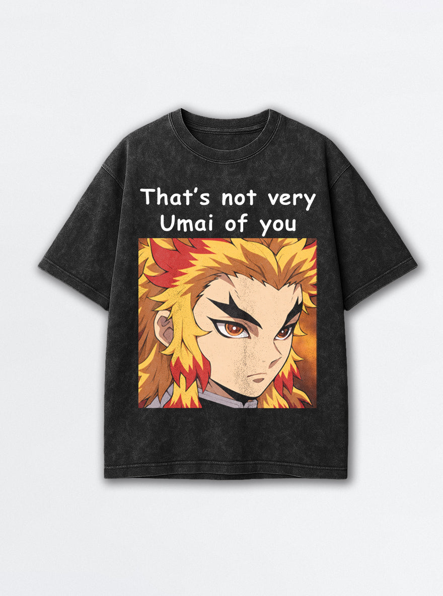 Not Very Umai – Black Acid Wash Tee – mockup | Demon Slayer