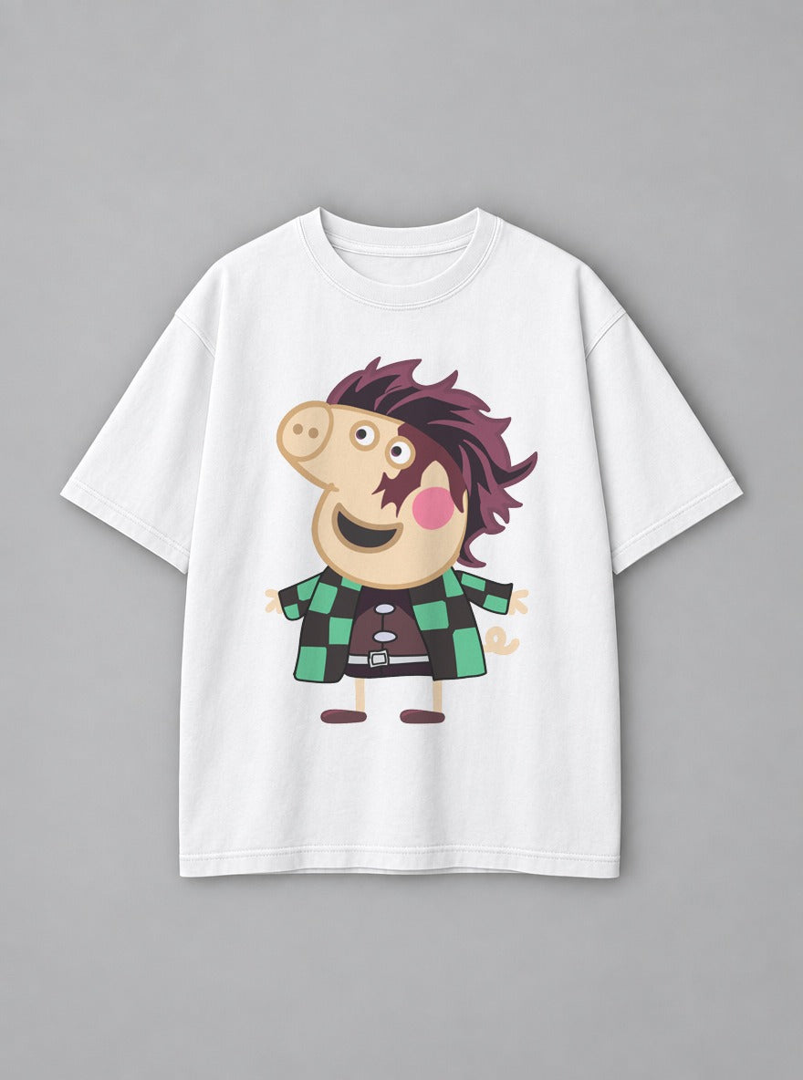 Peppa Tanjiro – White Tee – mockup | Demon Slayer