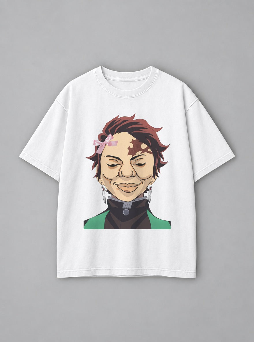 Real Face Tanjiro – White Tee – mockup | Demon Slayer