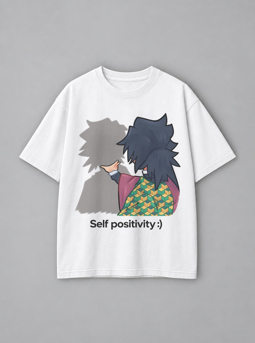 Self Positivity Giyu – White Tee – mockup | Demon Slayer