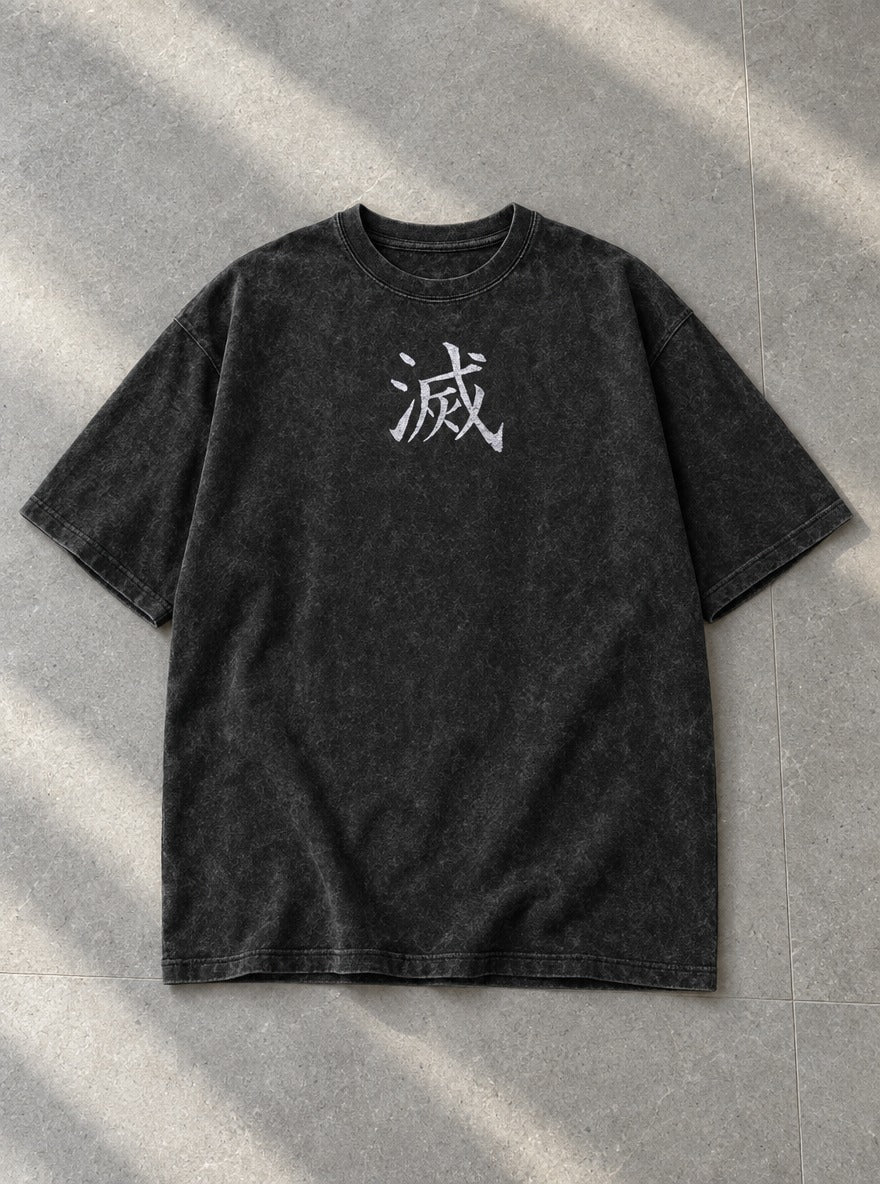 Slayer Mark – Black T-Shirt – flat-lay | Demon Slayer