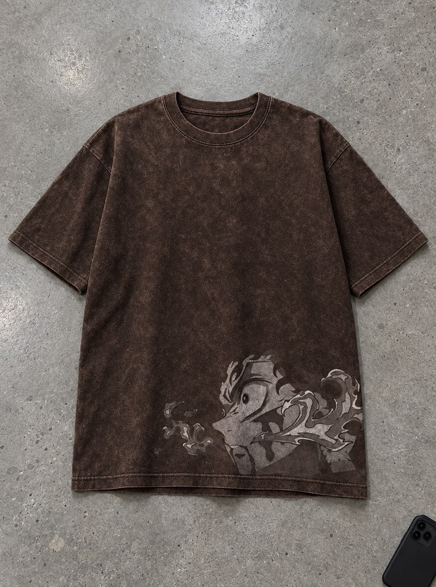 Smoke Fade – Brown T-Shirt – flat-lay | Demon Slayer