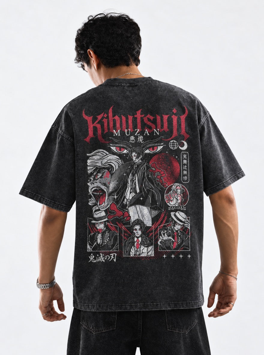 Kibutsuji Muzan – Black T-Shirt – model shot | Demon Slayer