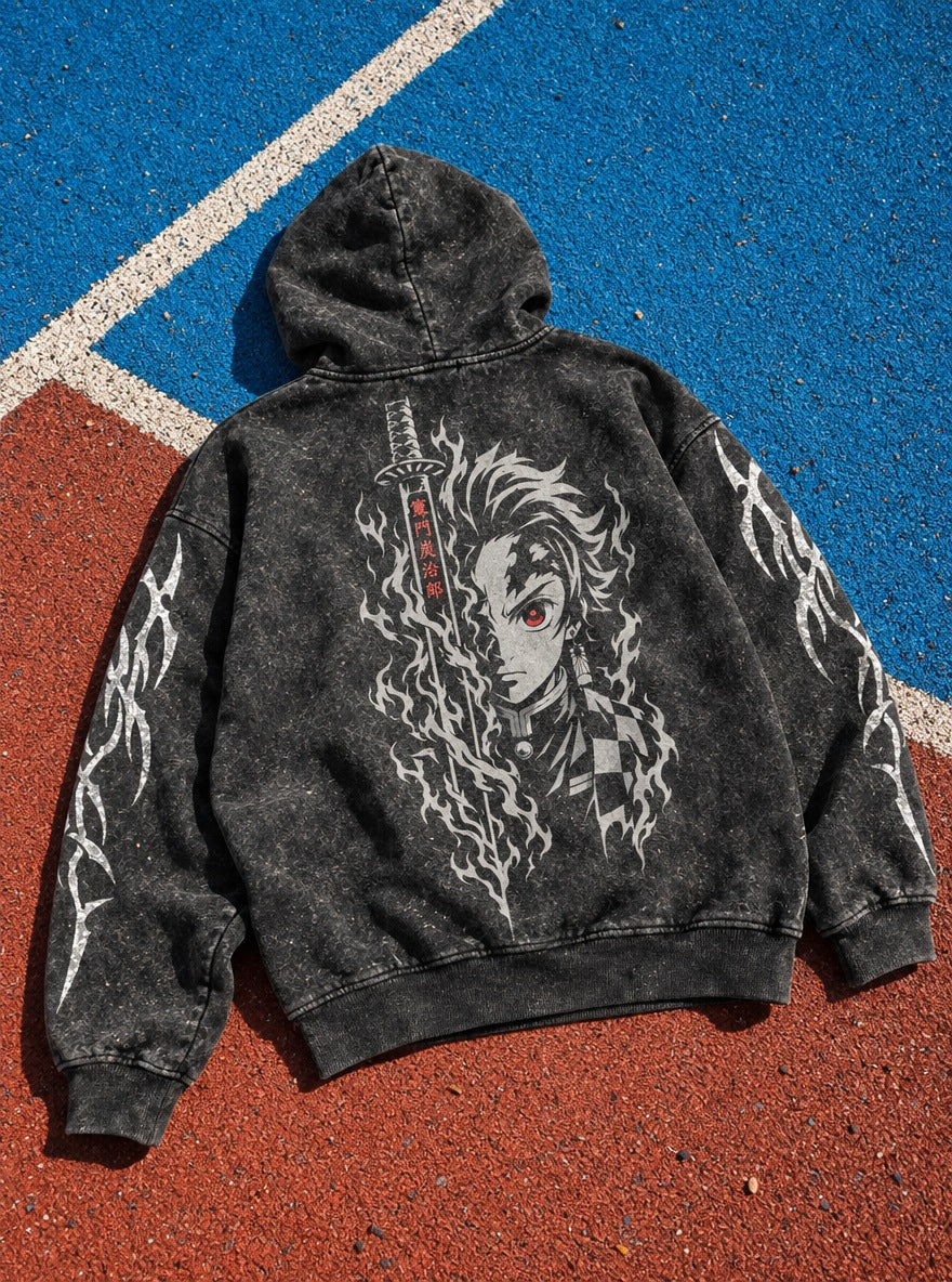 Tanjiro Blade – Hoodie – flat-lay | Demon Slayer