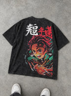 Tanjiro Blaze – Black T-Shirt – flat-lay | Demon Slayer