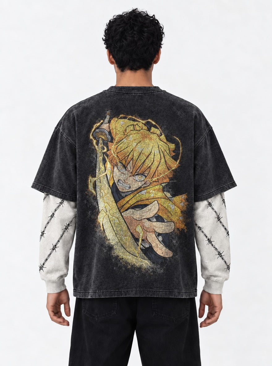 Zenitsu Godspeed – Double Sleeves – model shot | Demon Slayer