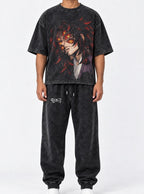 Black Tee & Joggers Combo – Kokushibo Gaze – model shot | Demon Slayer