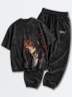 Black Tee & Joggers Combo – Kokushibo Gaze – mockup | Demon Slayer