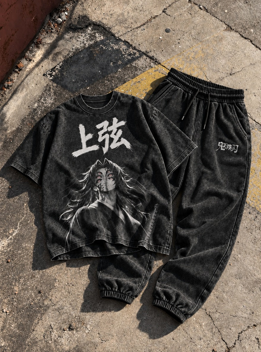 Cool Black Tee & Joggers Combo – Upper Rank One – flat-lay | Demon Slayer