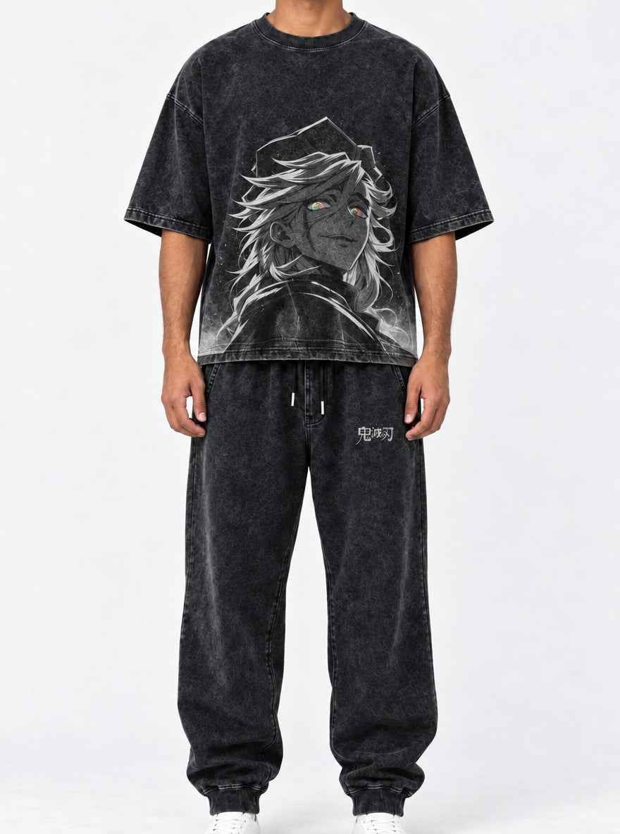 Upper Ranks Tee & Joggers Combo – Doma Smile – model shot | Demon Slayer