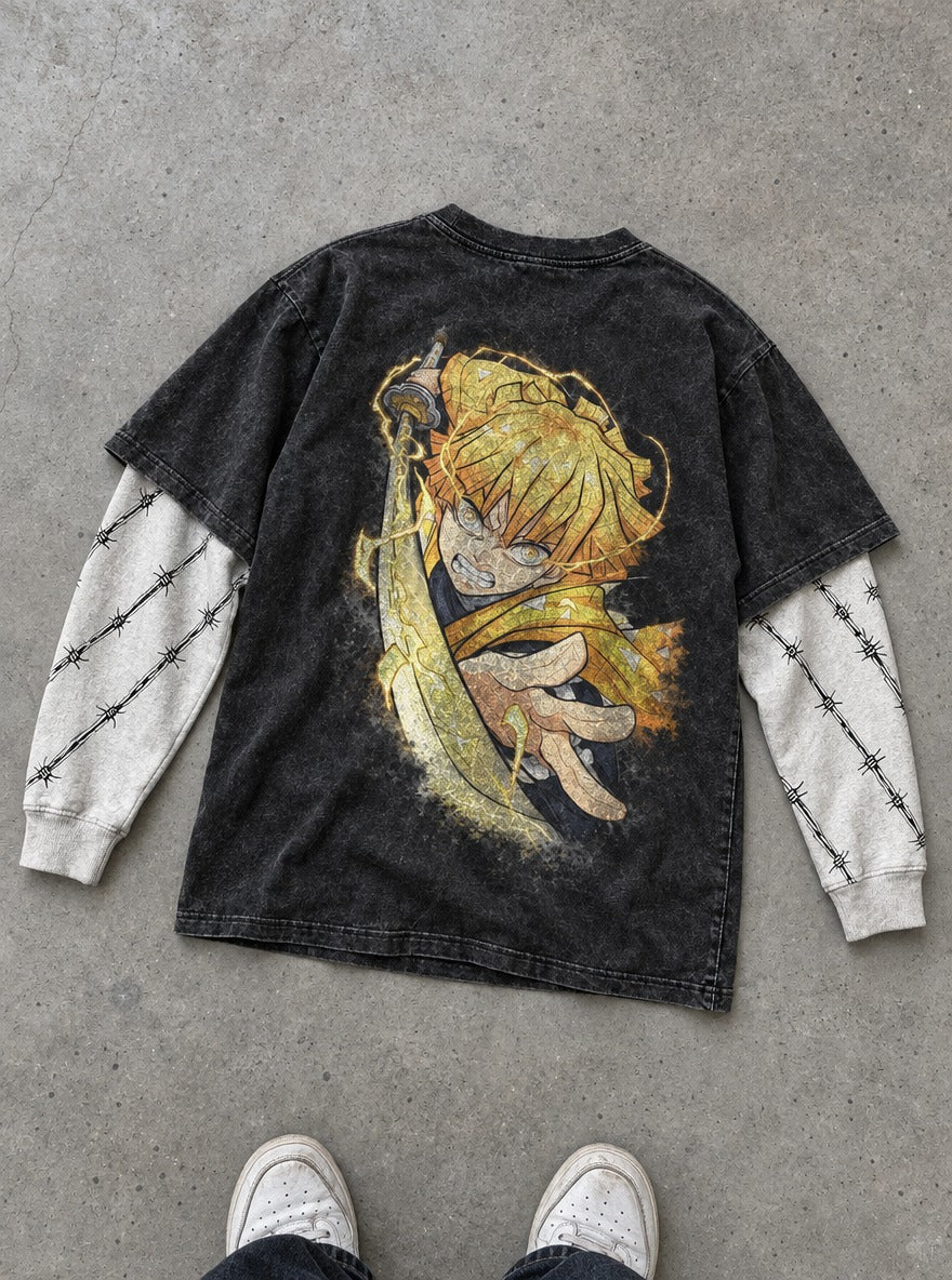 Zenitsu Godspeed – Double Sleeves – flat-lay | Demon Slayer